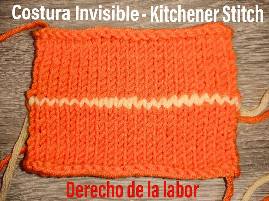 Costura invisible, kitchener stitch derecho labor