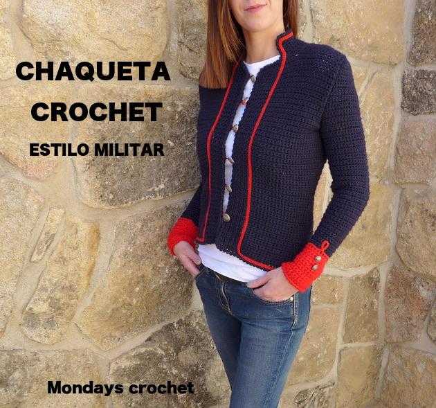 Patrón gratis chaqueta mujer estilo militar crochet