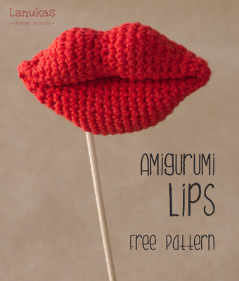 Patrón gratis labios amigurumi crochet