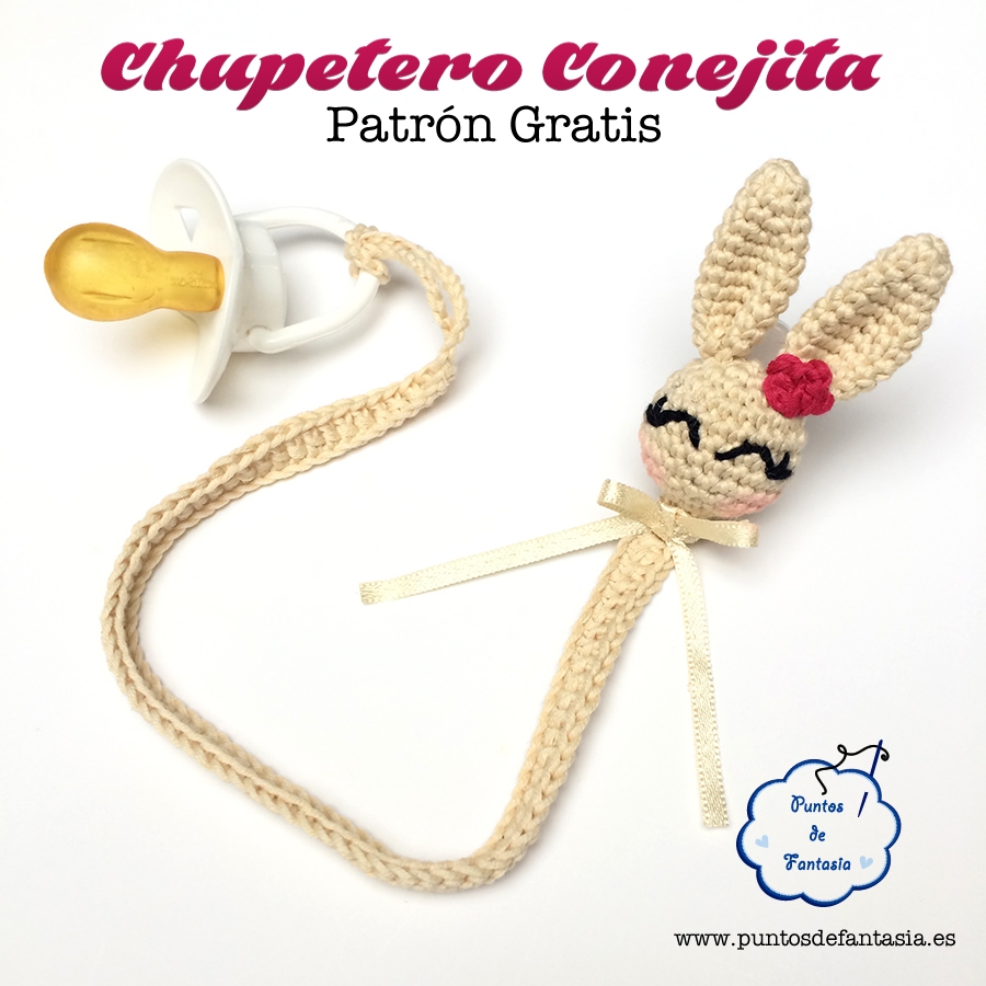 Patrón gratis chupetero conejita crochet