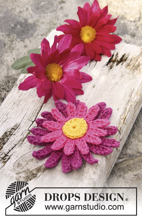 Patrón gratis flor dalia a crochet